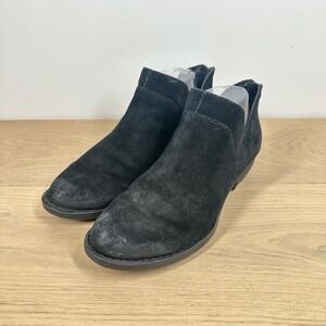Born Boots Women 8 Black Suede Leather Ankle Cutout Back Zip Western Minimalist